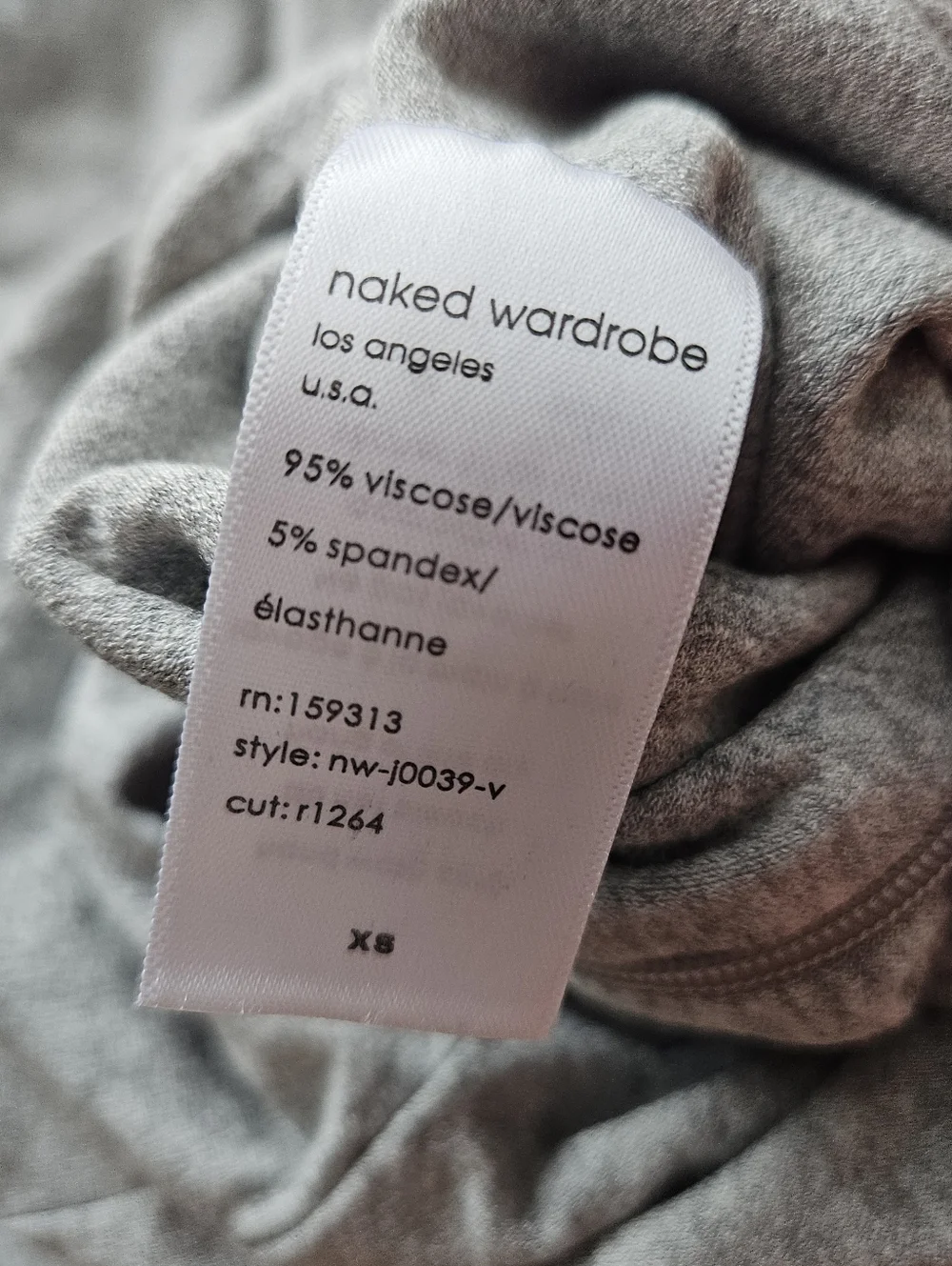 NWT Naked Wardrobe Heather Grey Sleeveless Jumpsuit Mock Neck Bodycon XS - Picture 10 of 10